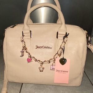 Juicy Couture Beige Satchel with Charm Chain